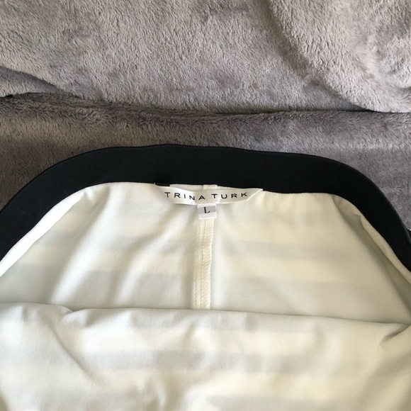 𝅺TRINA Turk off white cream and black striped  lined skirt‎ size large #s1107 - Picture 4 of 7